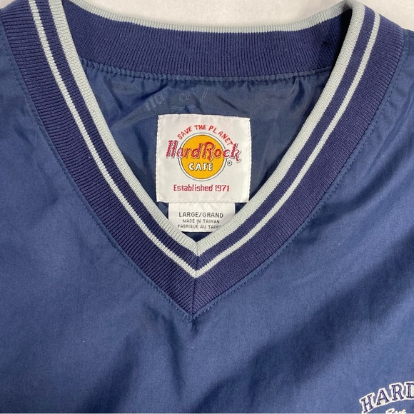 HARDROCK CAFE CLEVELAND PULL OVER JACKET UNISEX LARGE NAVY BLUE - Picture 8 of 11